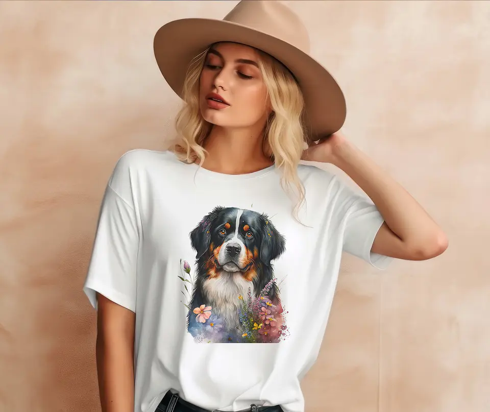 T-shirt de Cães Flores 10