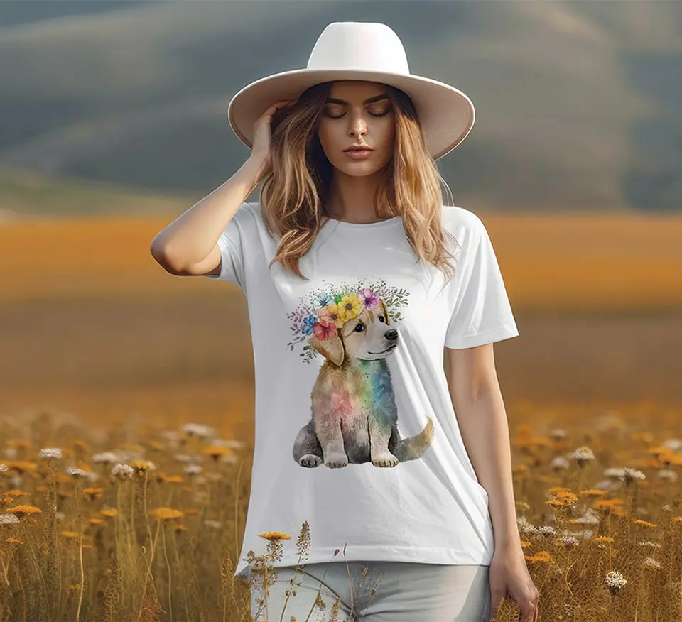 T-shirt de Cães Flores 11