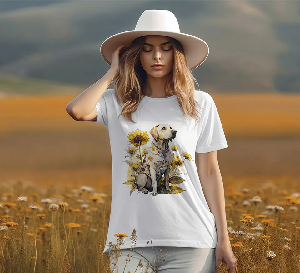 T-shirt de Cães Flores 12