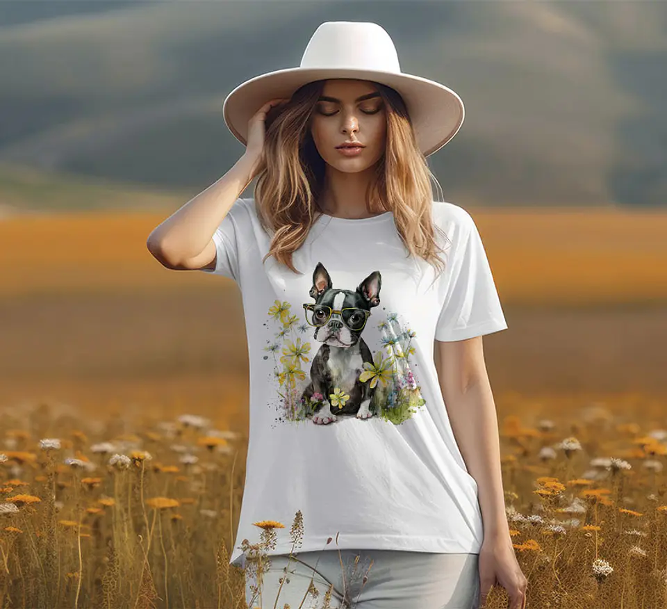 T-shirt de Cães Flores 17