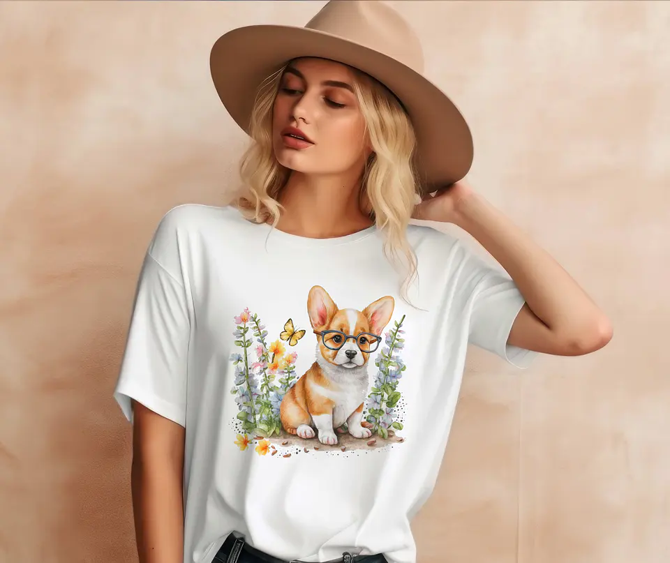 T-shirt de Cães Flores 19