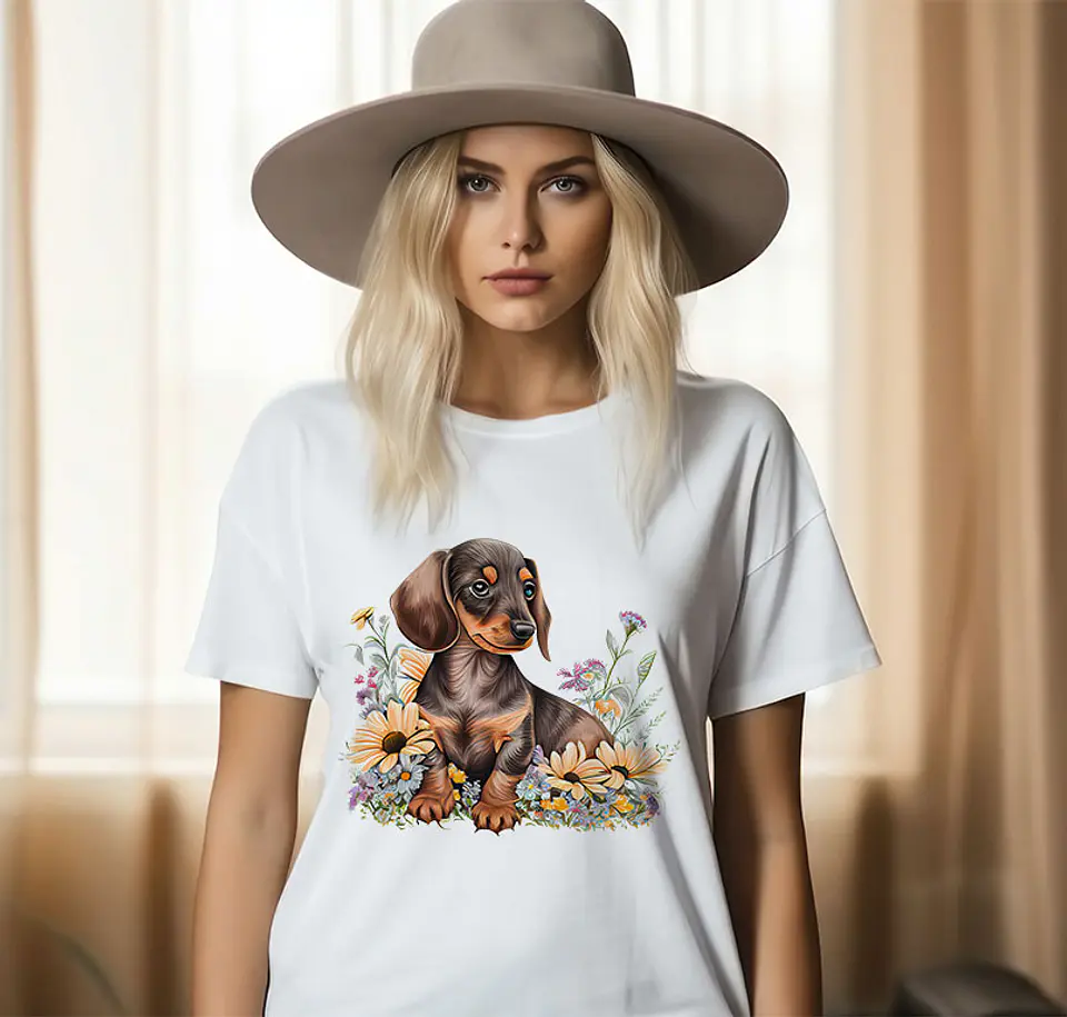 T-shirt de Cães Flores 21
