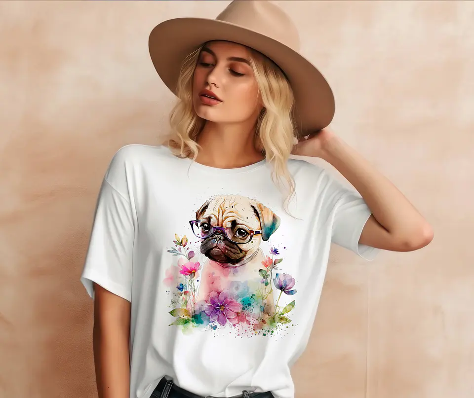 T-shirt de Cães Flores 28