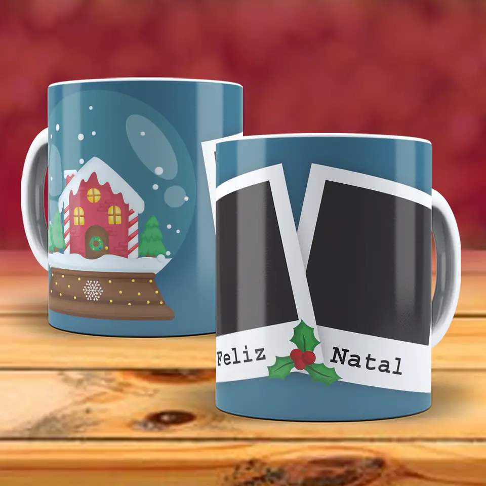 Caneca natal com duas fotos 23
