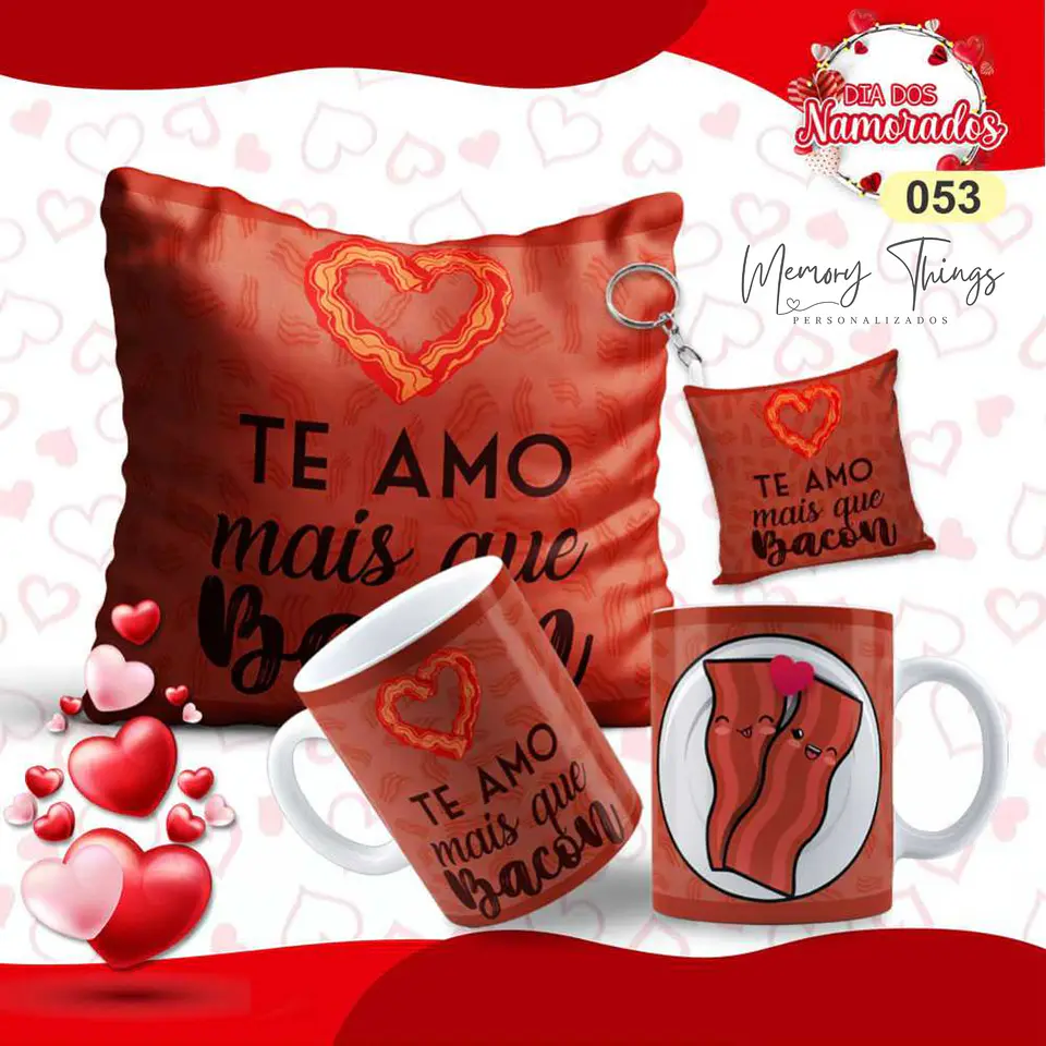 Pack Almofada 20x20 + Caneca + Porta chaves  Namorados  23