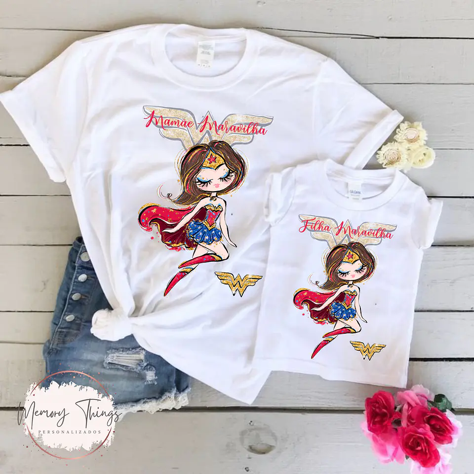 Conjunto de T-shirts - Tal Mãe , Tal Filho (a) Heróis 1