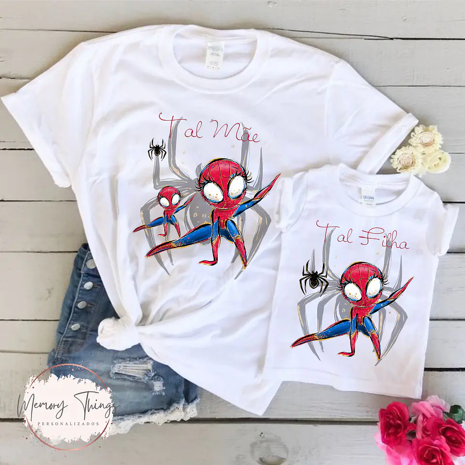 Conjunto de T-shirts - Tal Mãe , Tal Filho (a) Heróis 3