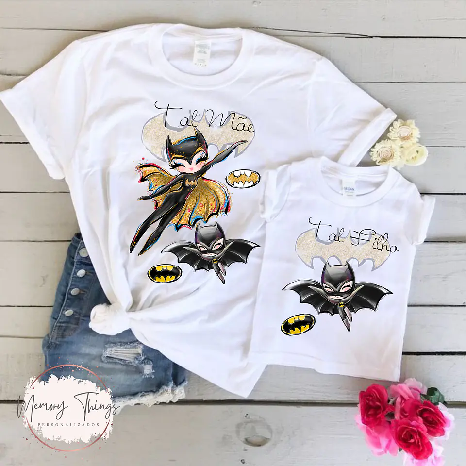 Conjunto de T-shirts - Tal Mãe , Tal Filho (a) Heróis 5
