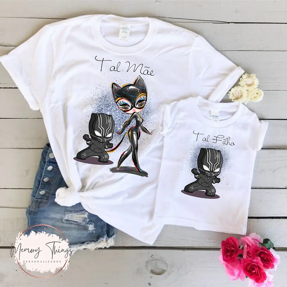Conjunto de T-shirts - Tal Mãe , Tal Filho (a) Heróis 7