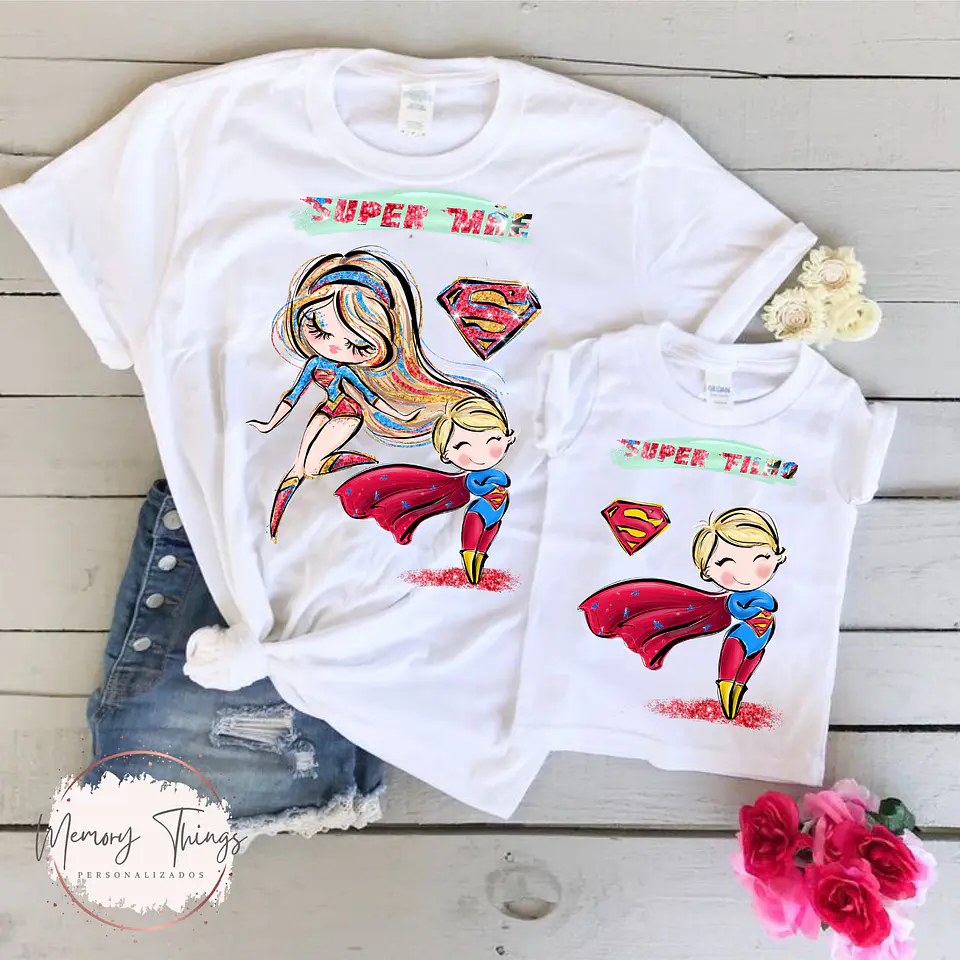 Conjunto de T-shirts - Tal Mãe , Tal Filho (a) Heróis 9