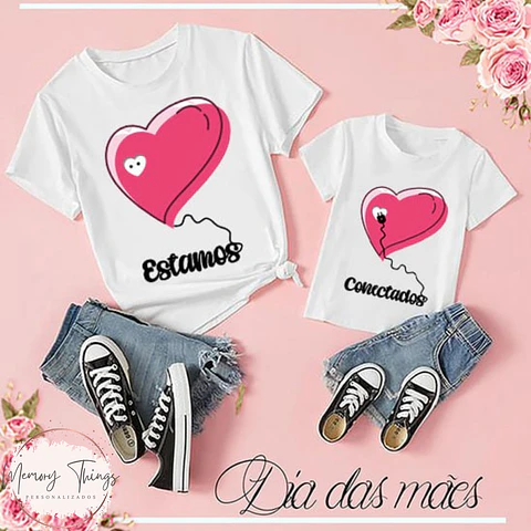 Coleção de T-shirt Mãe e Filhos Conectados