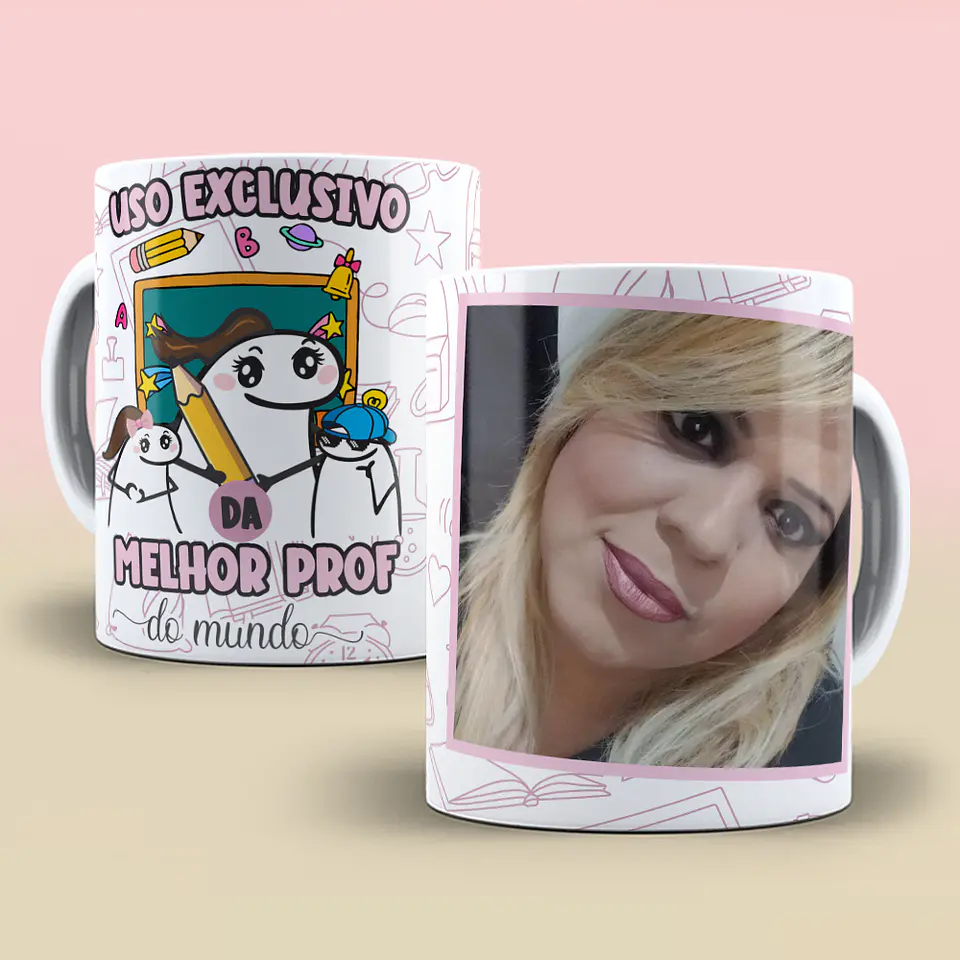 Caneca Flork Uso exclusivo da Melhor Professora do Mundo com Foto 1
