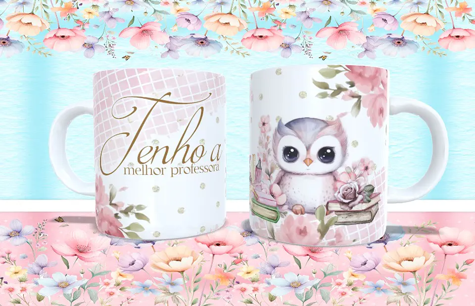 Coleção caneca professora Floral 3