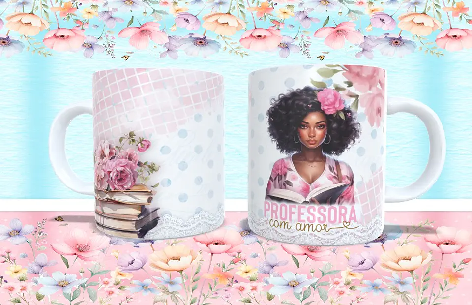 Coleção caneca professora Floral 4