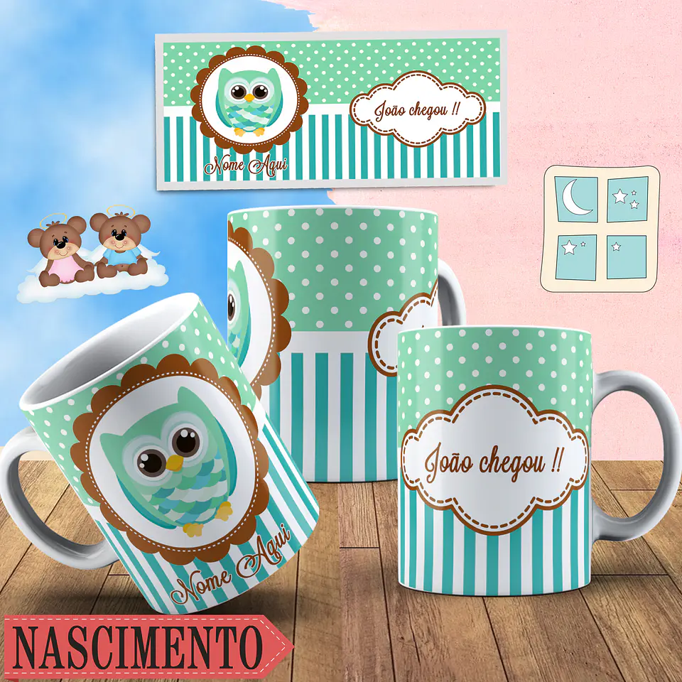 Coleção canecas nascimento 3 6
