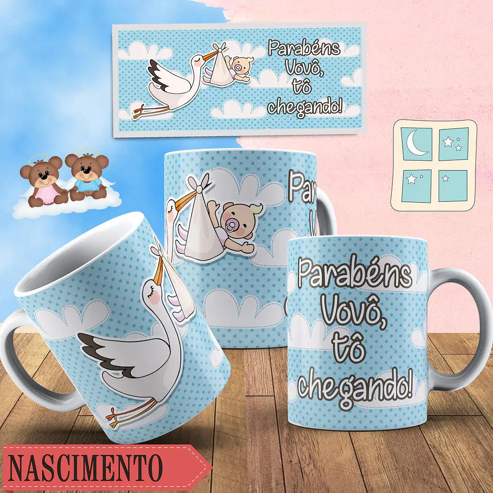 Coleção canecas nascimento 4 6