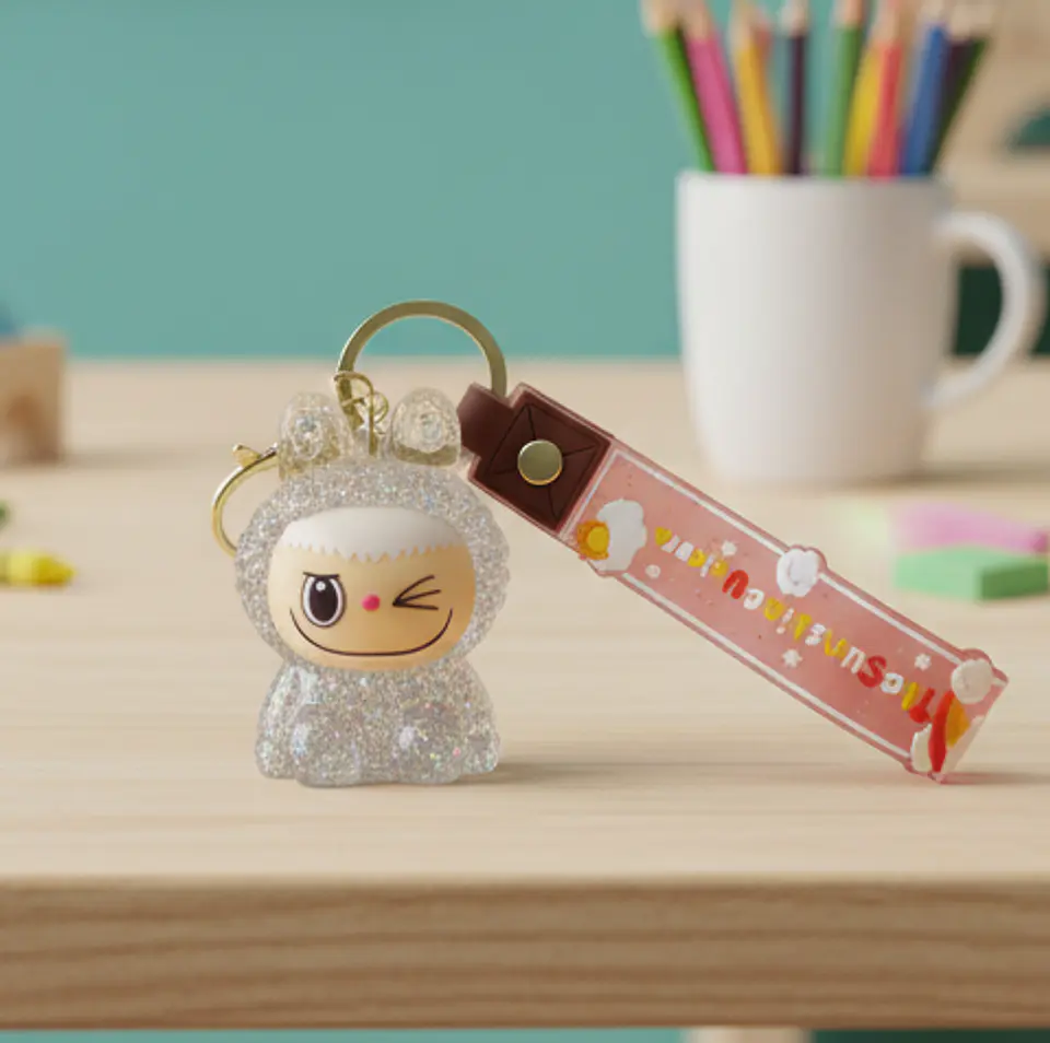 Porta chaves Labubu com Glitter 4