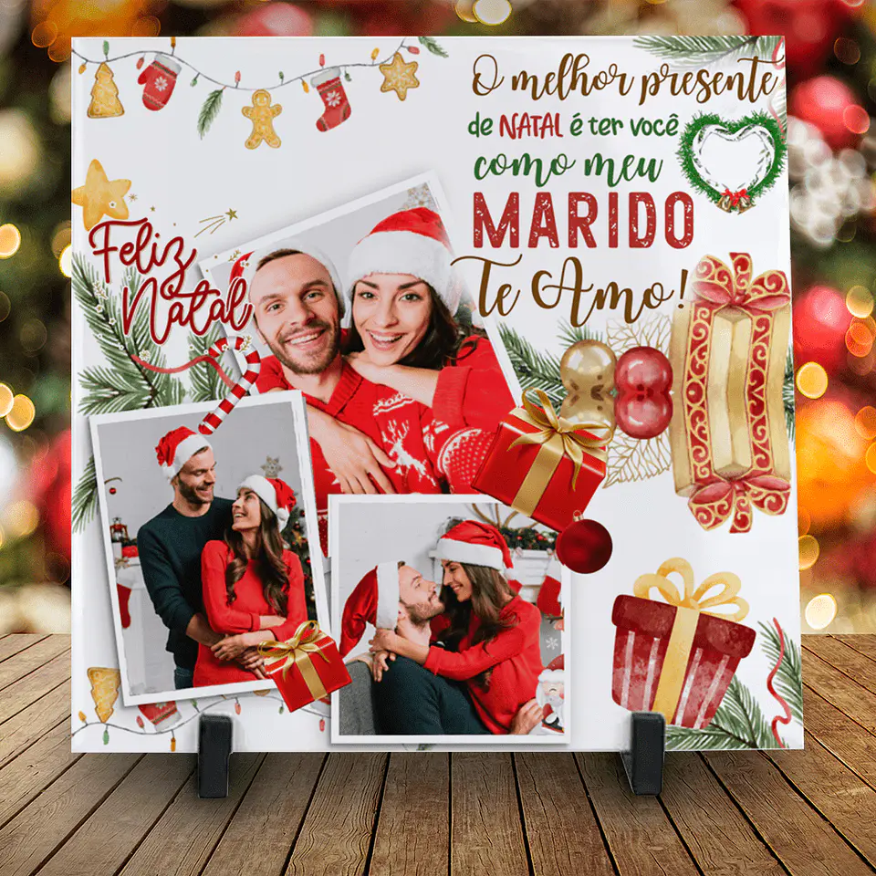 Azulejos de Natal Personalizados Com foto 3