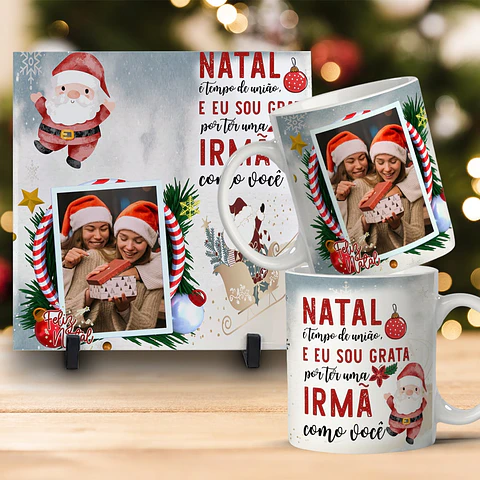Kit Combo de Natal: Caneca + Azulejo Personalizado