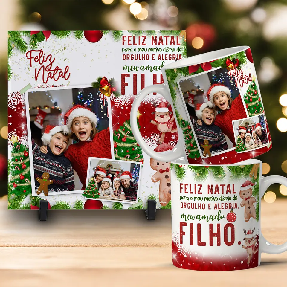 Kit Combo de Natal: Caneca + Azulejo Personalizado 2