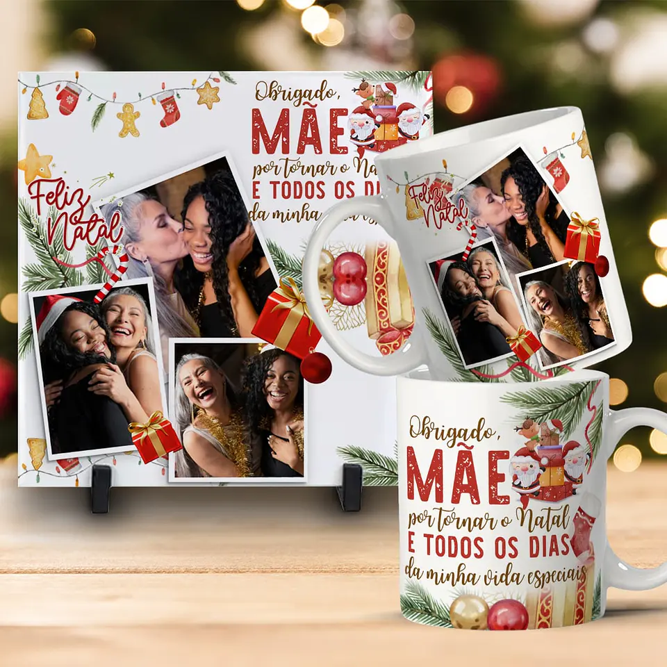 Kit Combo de Natal: Caneca + Azulejo Personalizado 3