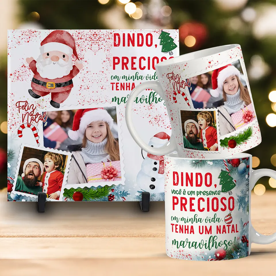 Kit Combo de Natal: Caneca + Azulejo Personalizado 7