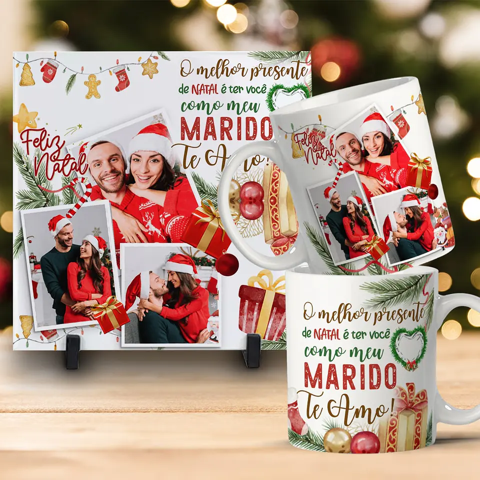 Kit Combo de Natal: Caneca + Azulejo Personalizado 9