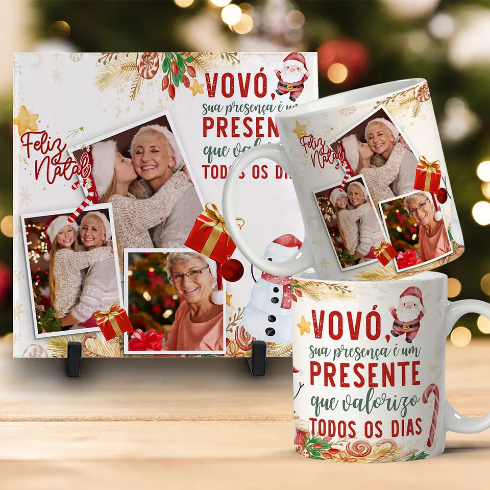 Kit Combo de Natal: Caneca + Azulejo Personalizado 13