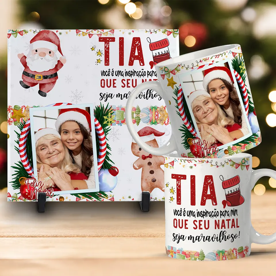 Kit Combo de Natal: Caneca + Azulejo Personalizado 14