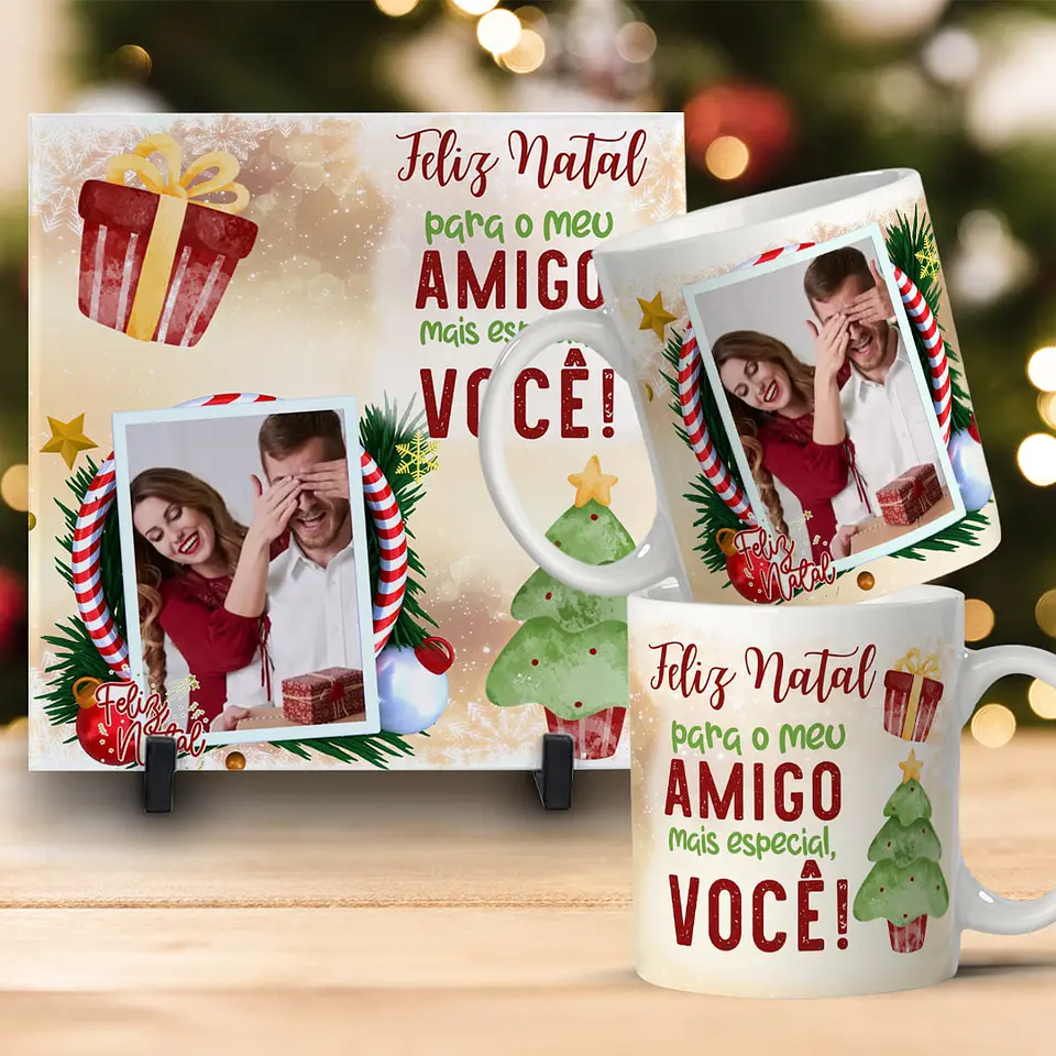 Kit Combo de Natal: Caneca + Azulejo Personalizado 15
