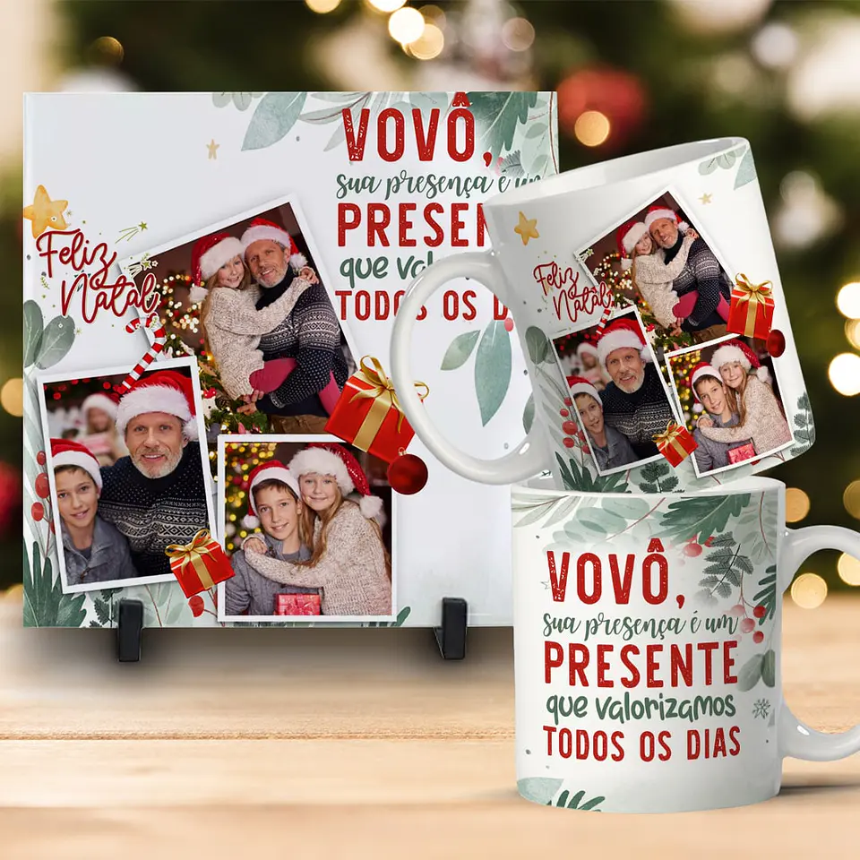 Kit Combo de Natal: Caneca + Azulejo Personalizado 19