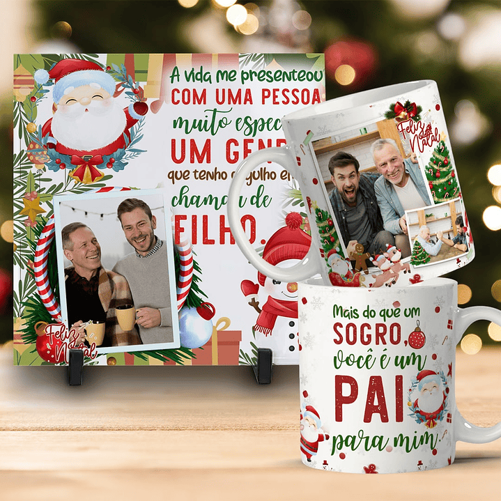 Kit Combo de Natal: Caneca + Azulejo Personalizado 22
