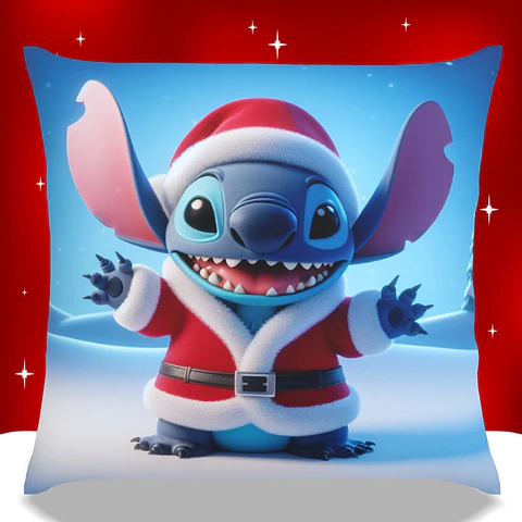 Almofadas Stitch Natal em Portugal e Europa | Decoração Artesanal com Impressão DTF UV de Alta Qualidade