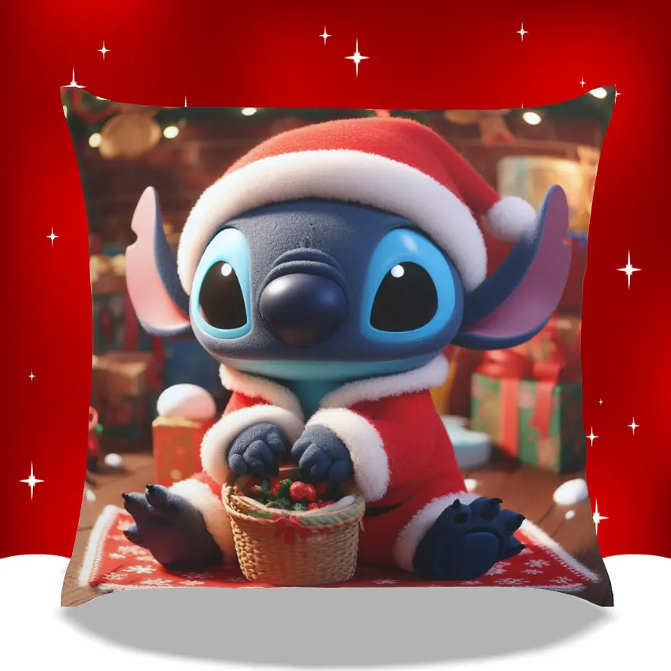 Almofadas Stitch Natal em Portugal e Europa | Decoração Artesanal com Impressão DTF UV de Alta Qualidade 6