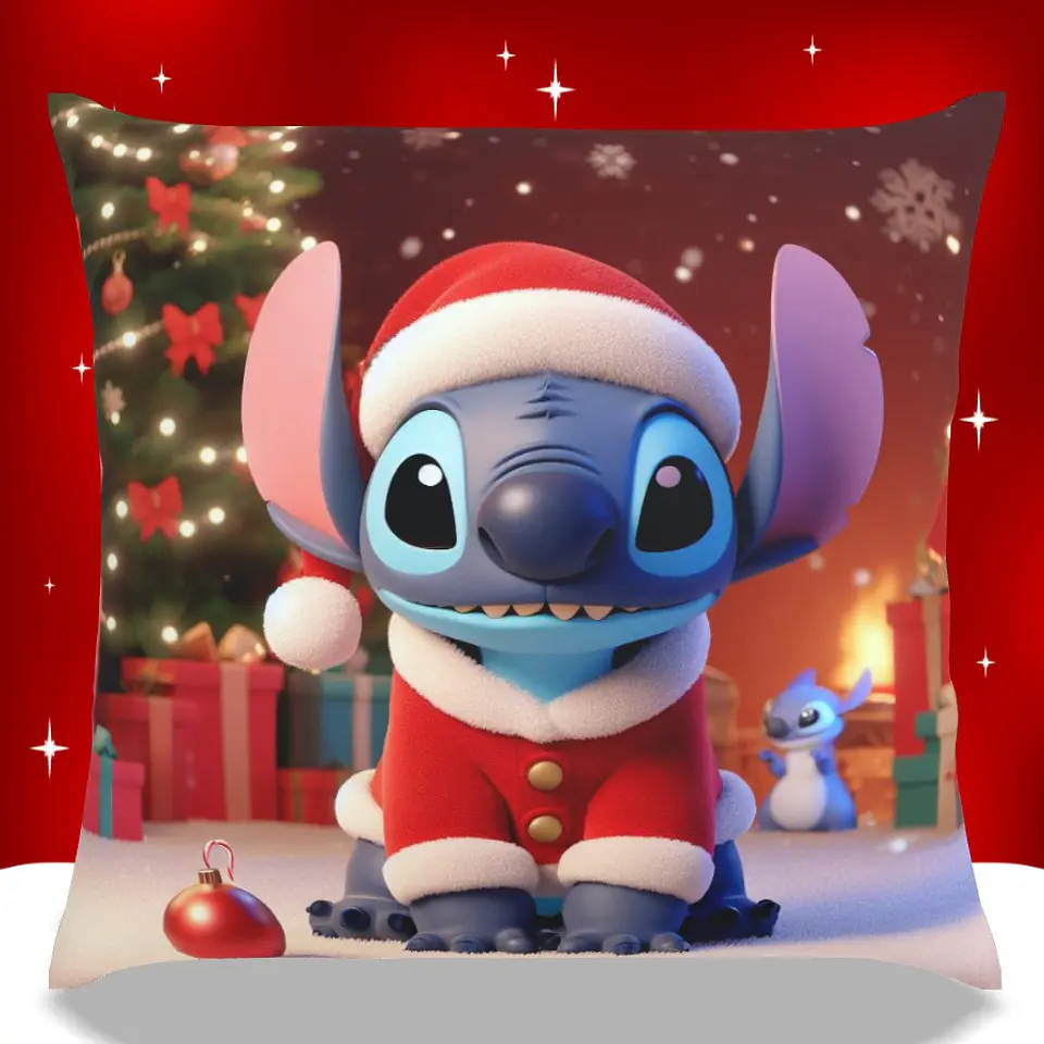 Almofadas Stitch Natal em Portugal e Europa | Decoração Artesanal com Impressão DTF UV de Alta Qualidade 10