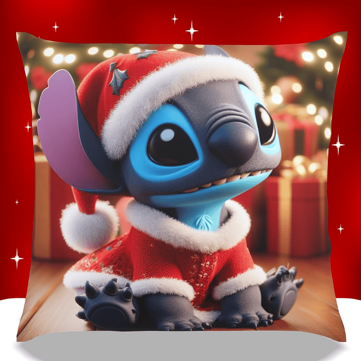 Almofadas Stitch Natal em Portugal e Europa | Decoração Artesanal com Impressão DTF UV de Alta Qualidade 11