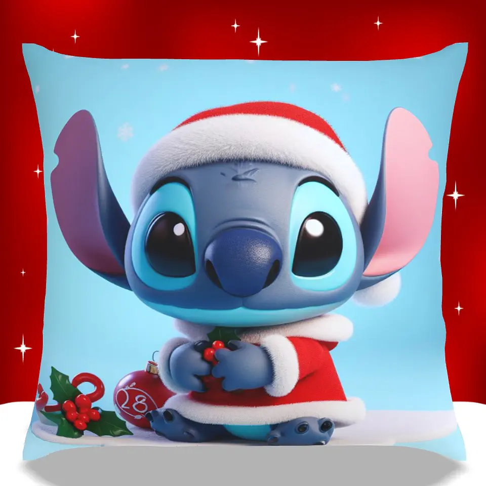 Almofadas Stitch Natal em Portugal e Europa | Decoração Artesanal com Impressão DTF UV de Alta Qualidade 12