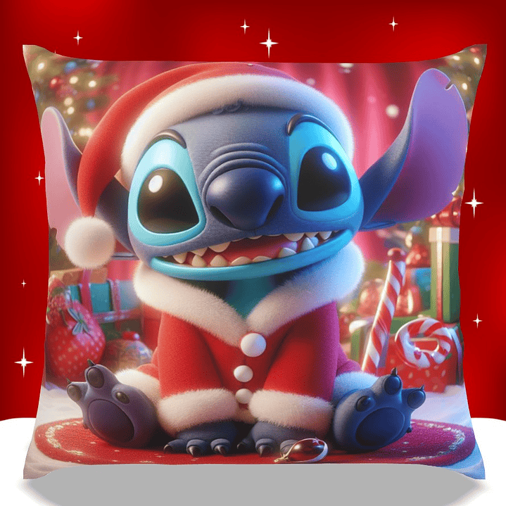 Almofadas Stitch Natal em Portugal e Europa | Decoração Artesanal com Impressão DTF UV de Alta Qualidade 14