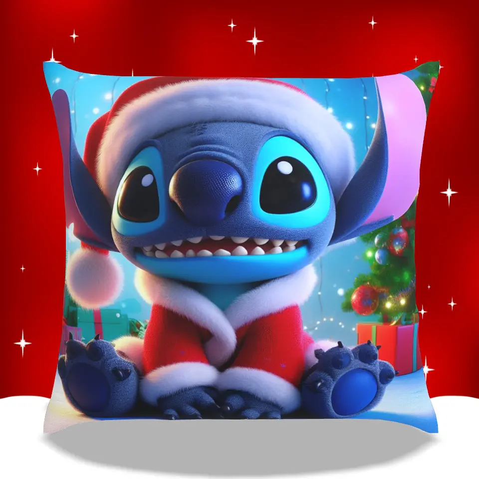 Almofadas Stitch Natal em Portugal e Europa | Decoração Artesanal com Impressão DTF UV de Alta Qualidade 16