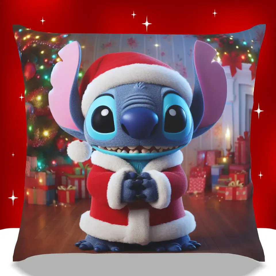 Almofadas Stitch Natal em Portugal e Europa | Decoração Artesanal com Impressão DTF UV de Alta Qualidade 17