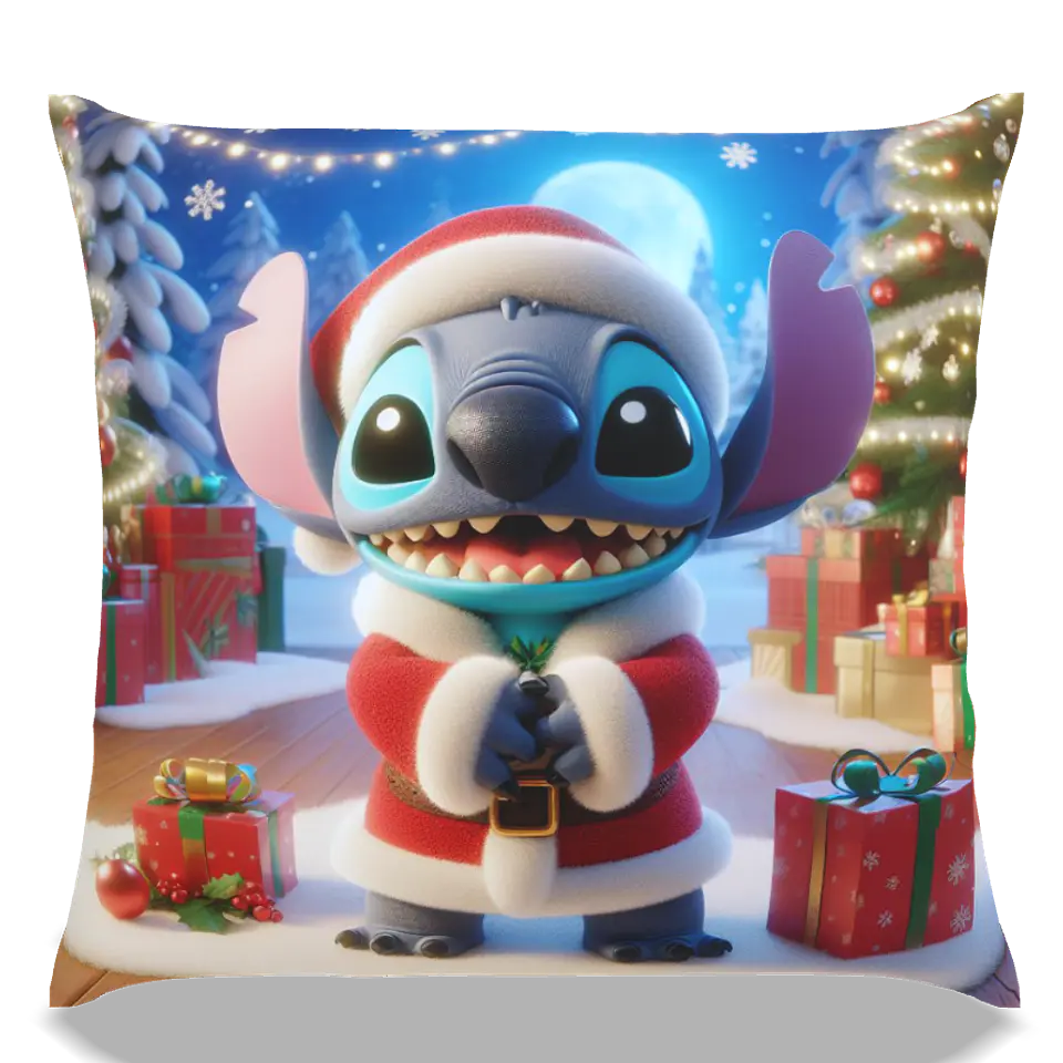 Almofadas Stitch Natal em Portugal e Europa | Decoração Artesanal com Impressão DTF UV de Alta Qualidade 19