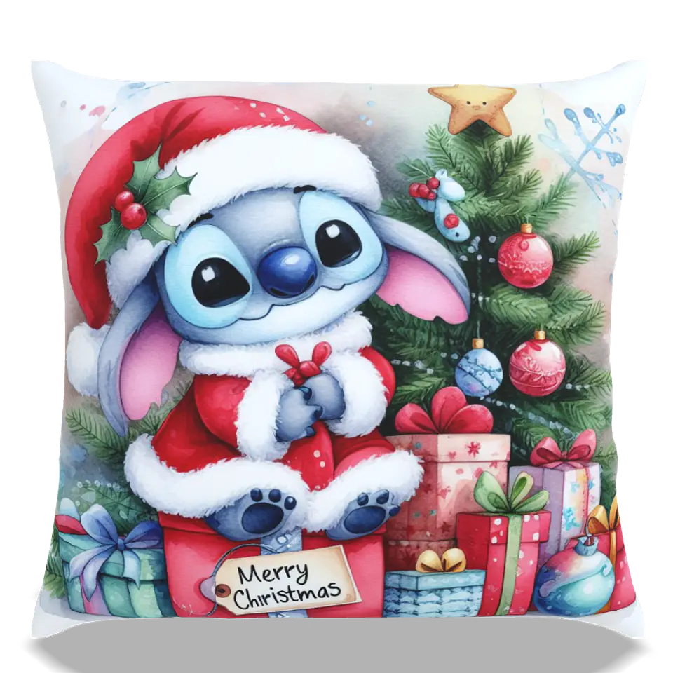 Almofadas Stitch Natal em Portugal e Europa | Decoração Artesanal com Impressão DTF UV de Alta Qualidade 20