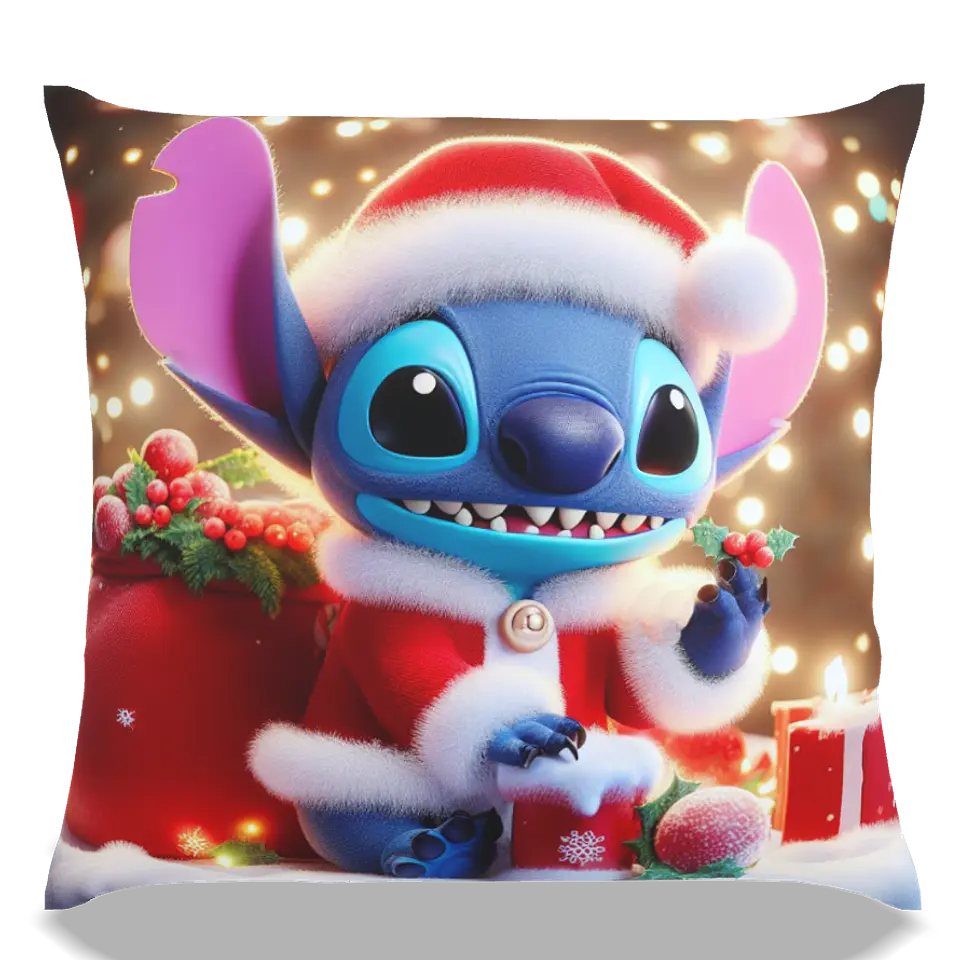 Almofadas Stitch Natal em Portugal e Europa | Decoração Artesanal com Impressão DTF UV de Alta Qualidade 21