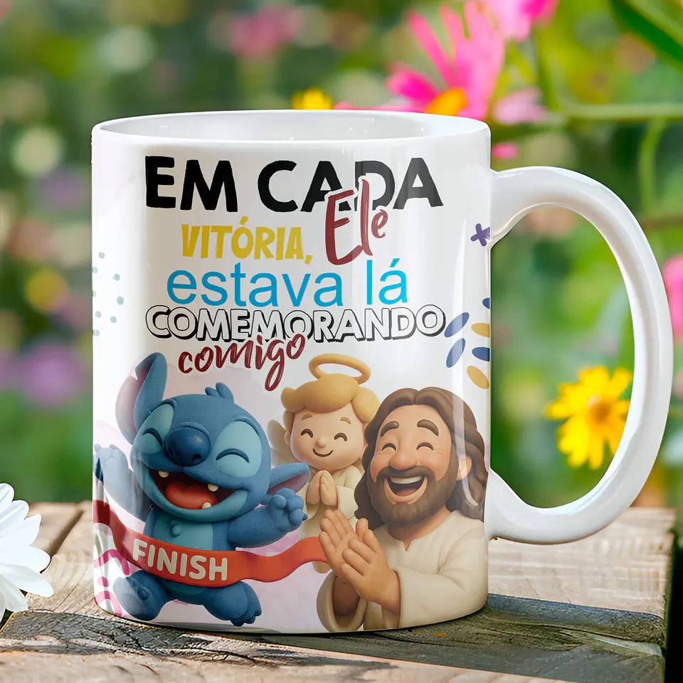🙏💙 O Encontro Mais Cute e Divino! Coleção Canecas Jesus & Stitch ✨ 3