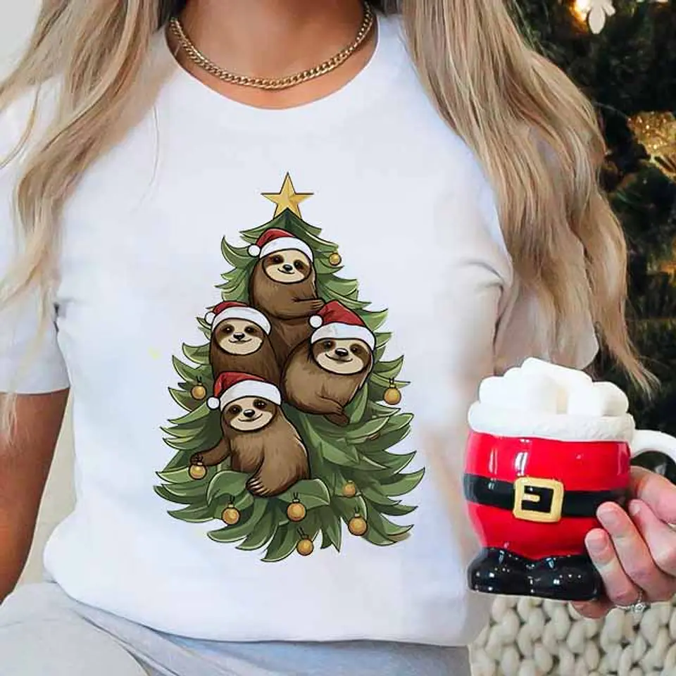 Coleção T-shirts Preguiças De Natal 3