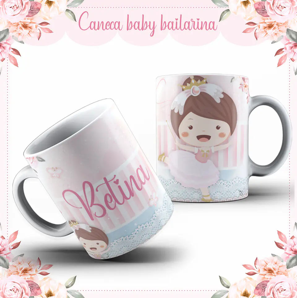 Caneca Baby Bailarina Personalizável: O Encanto da Pequena Estrela! ✨ 1