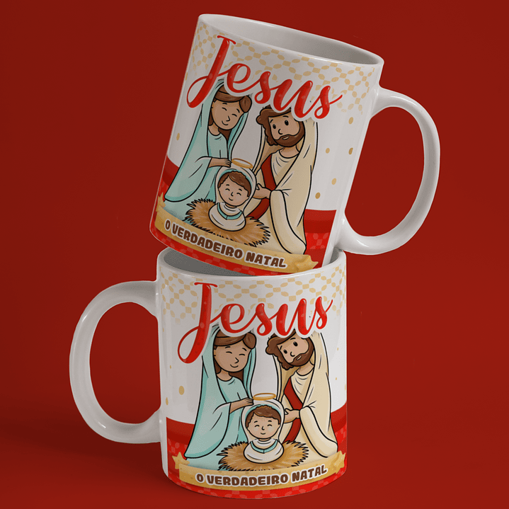 Caneca A Verdadeira Luz e Sentido do Natal em Porcelana! 3