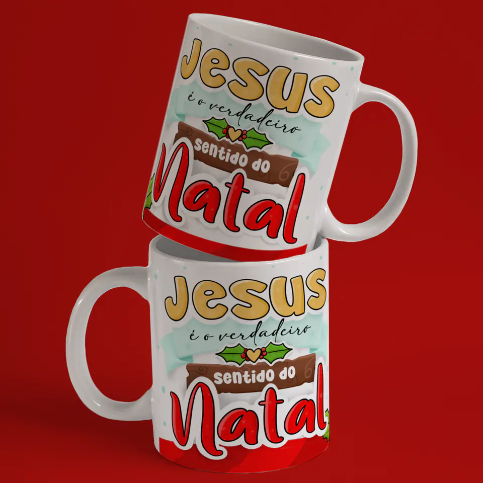 Caneca A Verdadeira Luz e Sentido do Natal em Porcelana! 4
