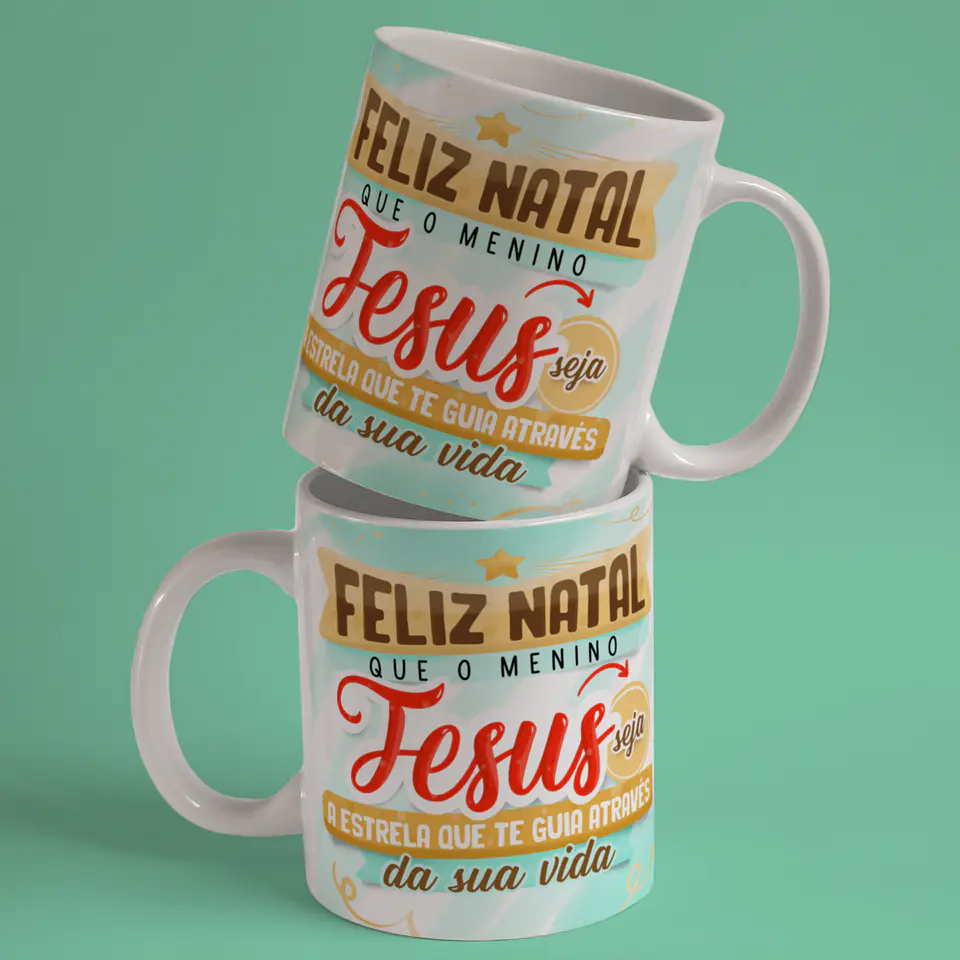 Caneca A Verdadeira Luz e Sentido do Natal em Porcelana! 5