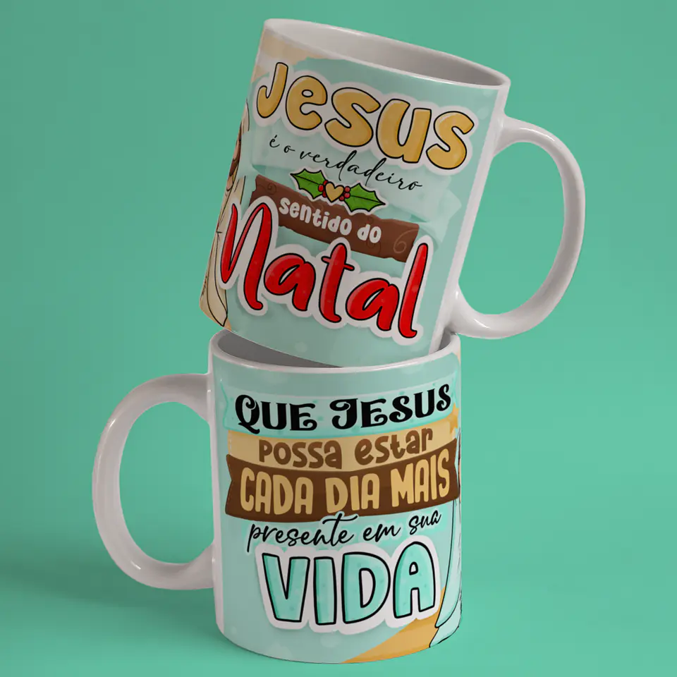 Caneca A Verdadeira Luz e Sentido do Natal em Porcelana! 21